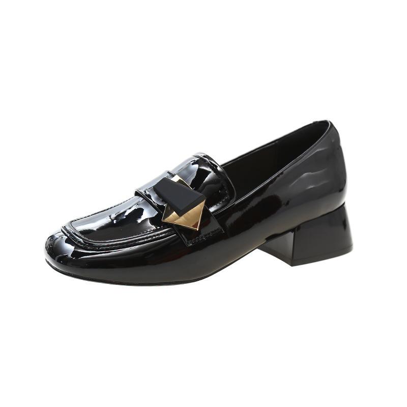 Retro Shoes Women 2024 Autumn New Fashion Style Square Head Low Heel High Grade Women's Shoes Genuine Leather Pumps Med 3cm-5cm)