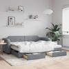 VidaXL Daybed with Trundle and Drawers Light Grey 90x200 Cm Fabric 3197688