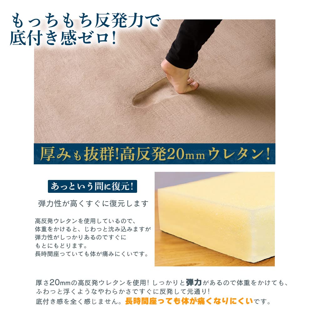 Freely Rug Carpet High Resilience Extra Thick 200 X Antibacterial and Thick Rug All Microfiber Size Rug, 25mm, 250cm, Anti-mite Treatment, Mat,