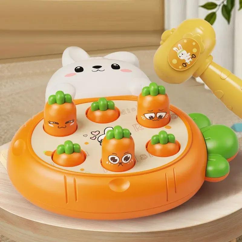 Kids Whack A Mole Game Educational Toy with Carrot Hammer Interactive Learning Play Set for Toddlers Age 4-6 Years