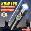 80W LED Rechargeable LED Flashlights White Laser Lamp Beads Long Range 1500m High Power LED Flashlight Lantern Camping Torch