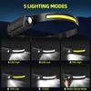 1~5Pack Sensor Headlamp 5 Modes USB Rechargeable LED Flashlight XPE+COB Torch Camping Waterproof Headlight for Fishing Lantern