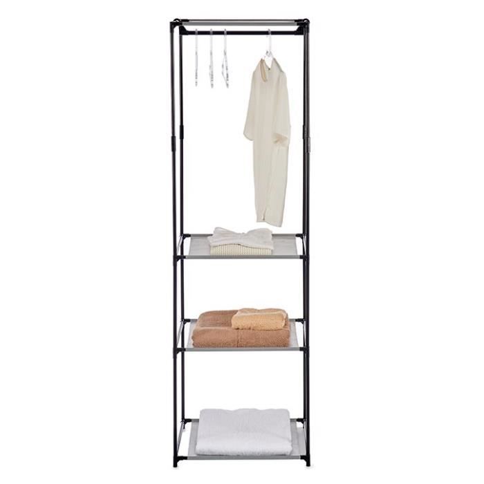 Armoire Penderie De Rangement Dressing Colorado Avec 3 Étagères 50x43,5x160cm - Blanc - Métal