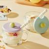 Кружка для завтрака с крышкой ложкой кружка для молока ручка кружка для овсянки прозрачная кружка стеклянная кружка для молока йогурта для кухни миска портативная банка для хлопьев