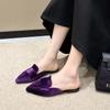 Fashion New Flats Mules Shoes Pointed Toe Women Slippers New Suede Summer Flip Flops  Casual Walking Fashion Slides Female Zapatillas