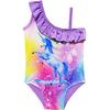 Girl Bathing Suit Unicorn 3d Cartoon Printed Ruffle One Piece Monokini Children Beach Party Swimwear