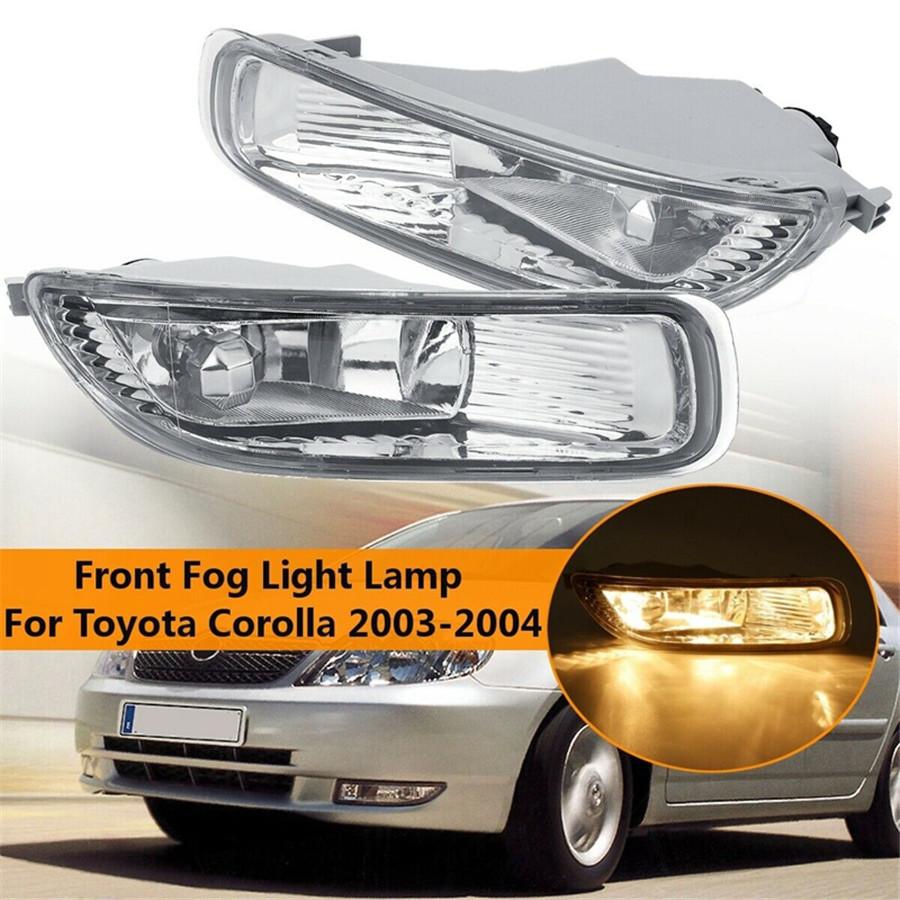 2x Car Front Bumper Fog Lights W/ Bulb Clear Lens For Toyota Corolla 2003 2004