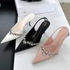 Luxury Rhinestone Buckle Strap Women Pumps Sexy Pointed Toe Thin High Heels Fashion Slingbacks Heels Sandals Party Prom Shoes