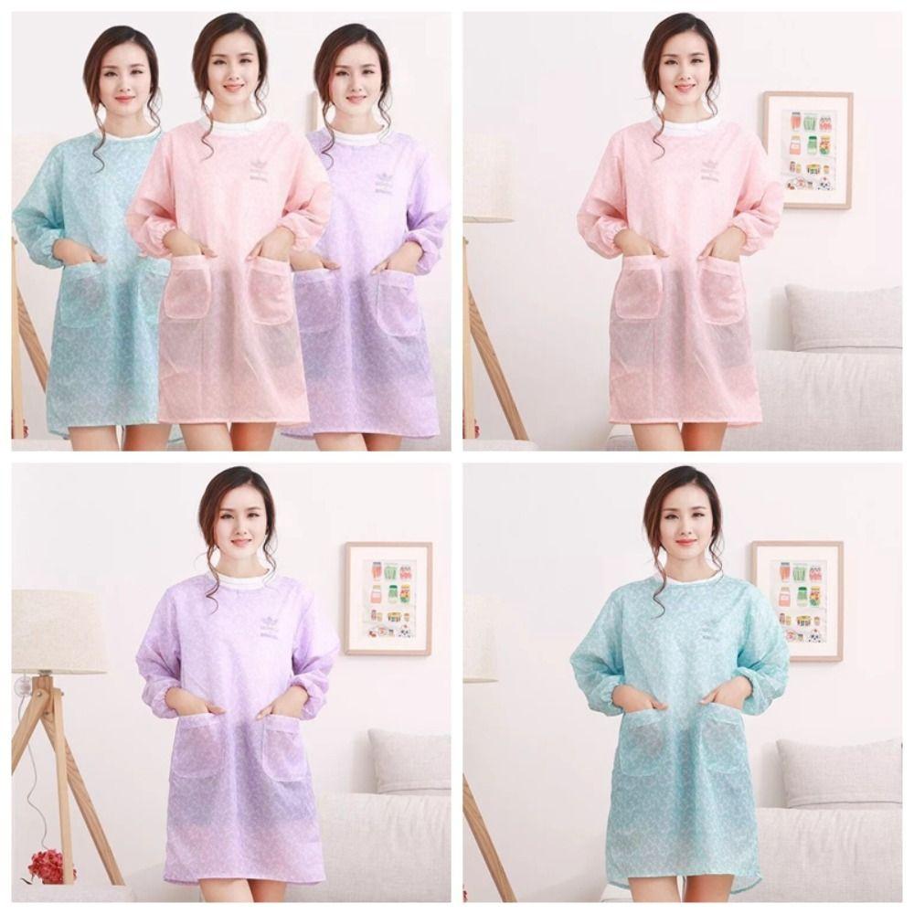 Polyester Long Sleeve Apron Oil Resistant Kitchen Long-Sleeved Smock Waterproof Apron Canteen
