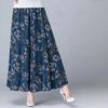 Women's Summer Autumn Ice Silk Floral Print Skirt Elastic High Waist A-line Skirt Large Size All-match Casual Large Swing Long Skirt