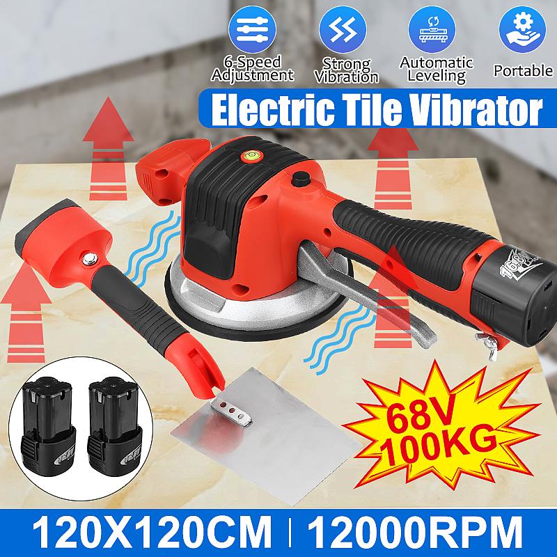 120mm Tiles Vibrator Suction Cup Adjustable Automatic Floor Vibrator Leveling Tool 110V/220V Tiling Tile Machine With 2 Battery