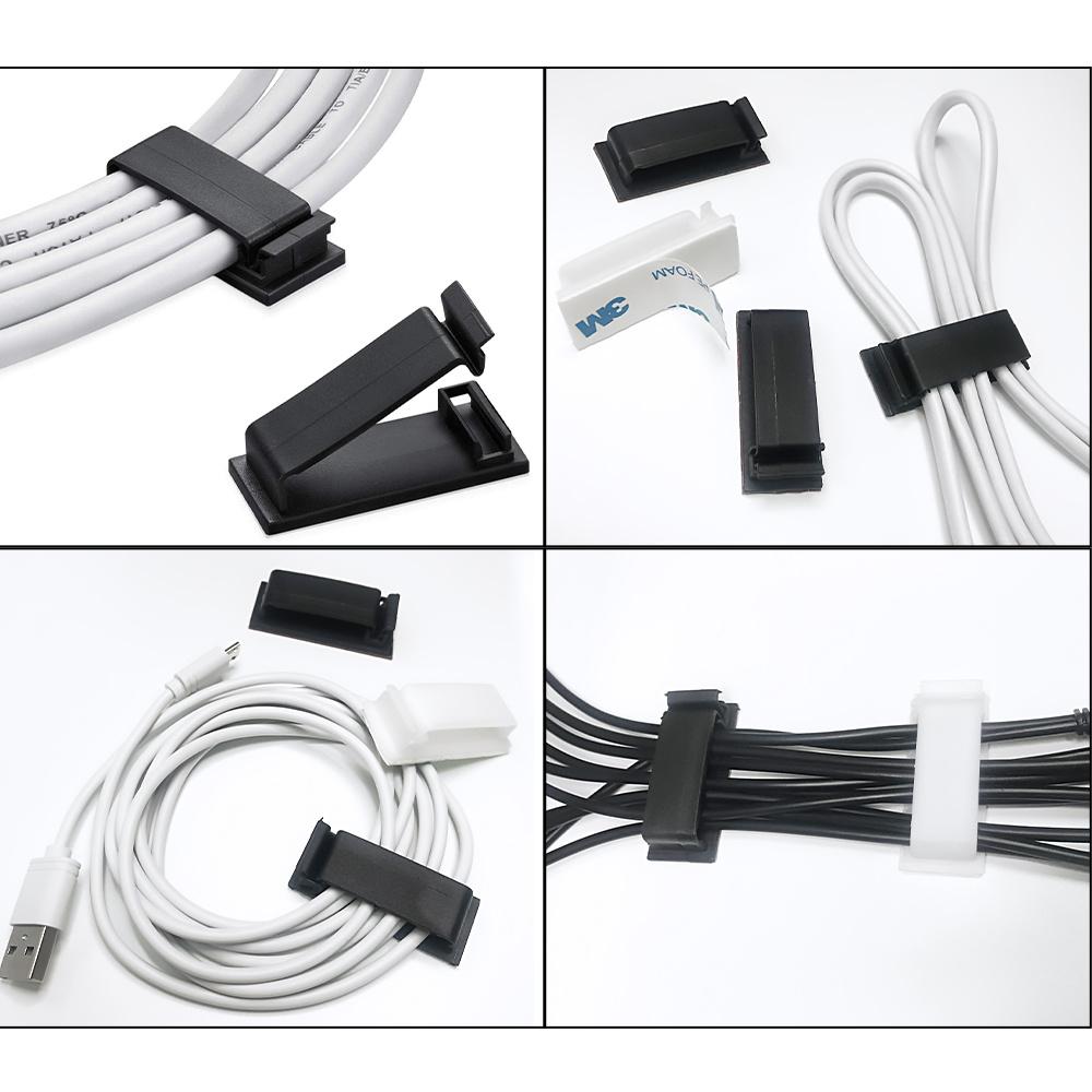 10pcs Cable Clamp Self-adhesive Wire Tie Clips Holder Organizer Management Home Car Data USB Cable Cord Bobbin Wires Organizer