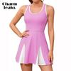 Tennis Dresses for Women with Shorts Pockets and Bra V Neck Splicing Skirt Hem Racerback Golf Outfits