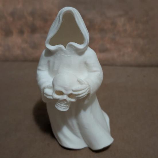 Ghost Skull with LED Tea Lights Halloween 3D Printed Skeleton Ghost Lamp Battery Operated Flickering Flameless Night Light for Home Table Decor