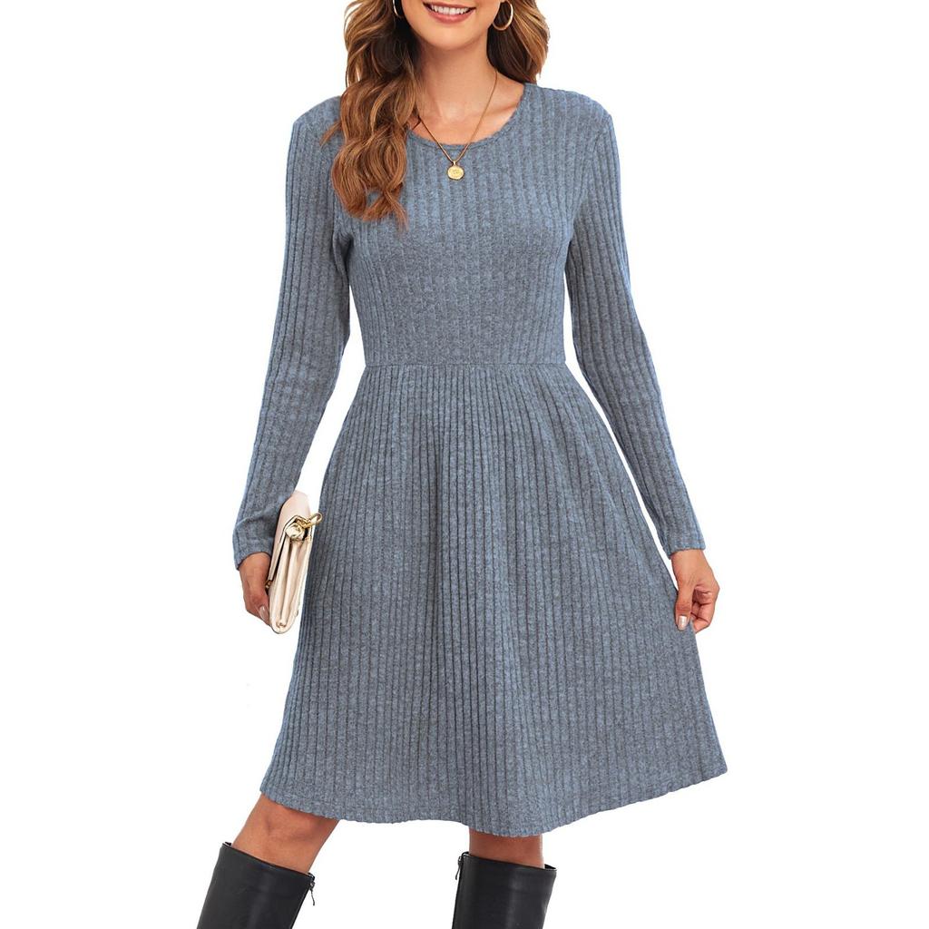 Women's Casual Long-sleeved Loose Solid-color Dress