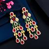 Catwalk Banquet Dress Accessories Needle Slightly Inlaid Zircon Earrings Colored Long Fringed Earrings