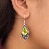 Natural Peridot Gemstone 925 Sterling Silver Jewelry Handmade Drop Earrings 1.9" EE-85-4
