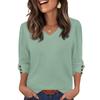 Women's Fashion Casual Solid Color V-neck  T-shirt Top