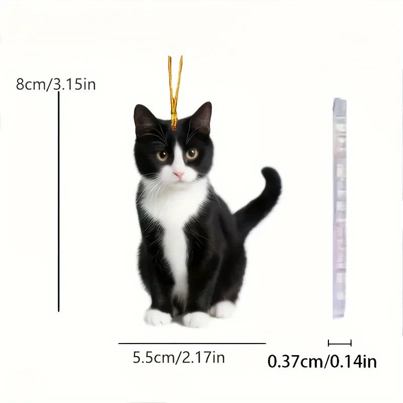 2D Acrylic Small Black Cat Pendant Flat Cat Car Rearview Mirror Decoration Pendant Pet Enthusiast Keychain
