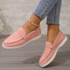 New 2025 Summer Women's British Fashion Solid Color Suede Canvas Lightweight Flat Shoes Outdoor Comfortable Casual Shoes