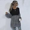 Autumn Women's Sweater Clashing Color Round Neck Inner Long Sleeve Knitted Sweater Medium Long Top