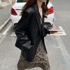 Vintage Texture PU Leather Jacket and Small Suit Top for Women with Retro and High-end Sense In Autumn