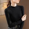 Threaded Base Shirt for Women New Women's Clothing, Front Shoulders, Stand-up Collar, Long-sleeved T-shirt, Autumn and Winter Inner Top