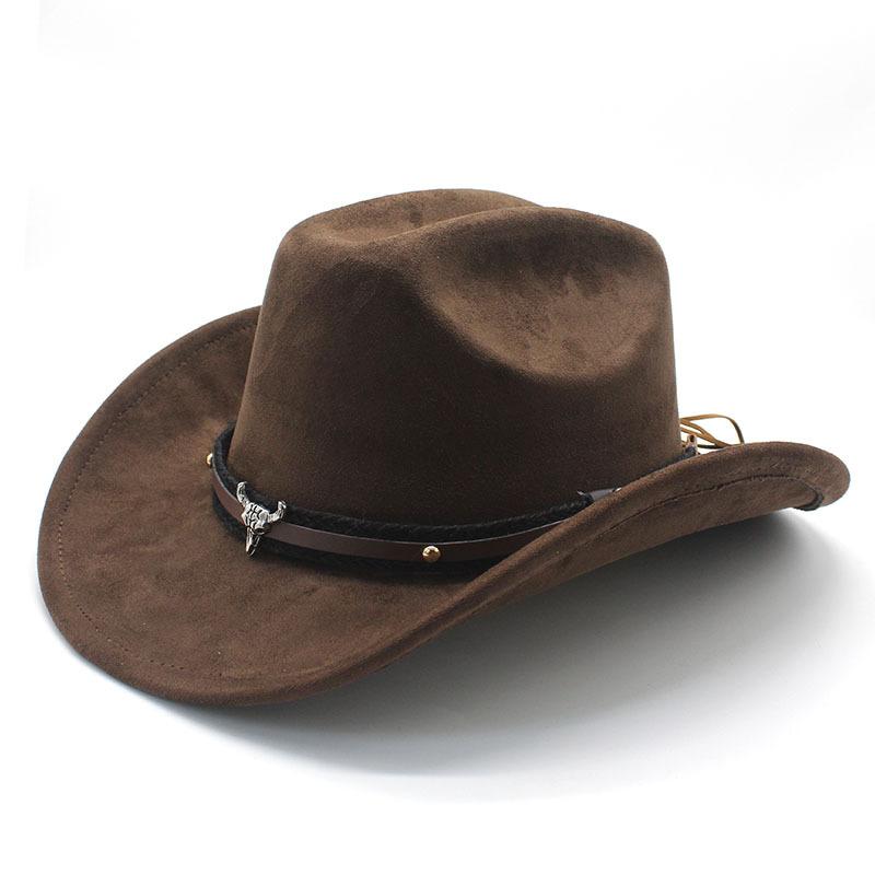 Horn Men'S And Women'S Knight Hat Felt One-Word Hat Top Hump Adjustable Western Cowboy Hat