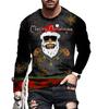 Spring and Autumn Round Neck 3D Christmas Printed Top Fashionable Casual Hip Hop Funny Long Sleeved Men's T-shirts