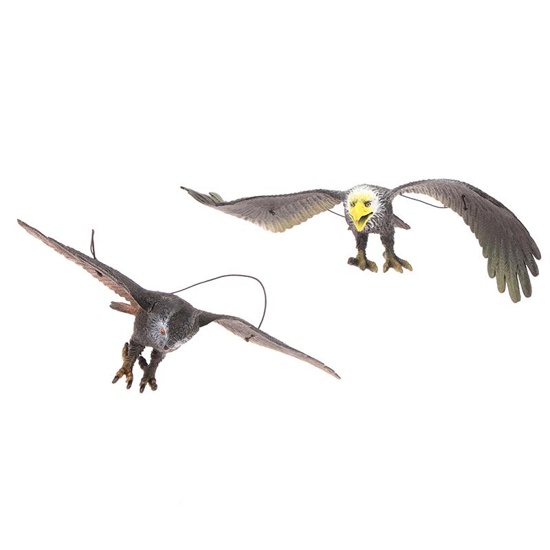 1 Piece Outdoor Eagle Figurine Hanging Bird Deterrent Plastic Eagle Ornament Vivid Flying Bird Hawk Decoy Garden Scarecrow
