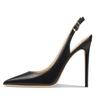 Sexy High Heels Pumps Shoes Nude Black Heeled Slingbacks Women's Sandal Large Size 45 Point Toe Summer Office Party Shoes Female