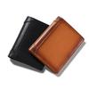 Men's Retro Contrast Wax Leather Wallet with Multi-Card Slots and Money Clip.
