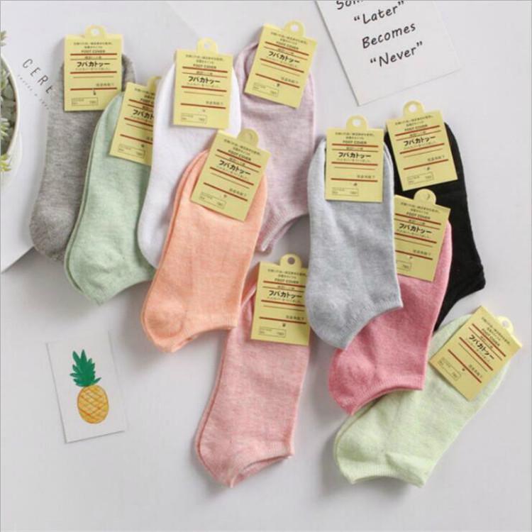 New Women's Autumn Candy Color Cotton Boat Socks - Breathable, Short Style