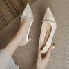 2024 Spring and Autumn New Pointed Pearl Solid Style Banquet Shoes for Women's Professional High Heel Single Shoes for Women