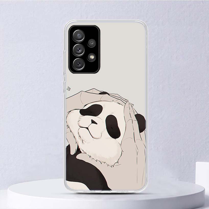 Cartoon Cute Panda Bear Soft Case For Samsung Galaxy A52 A53 A32 A22 A12 5G Phone Cover A33 A23 A13 A72 A73 A02S A03S A42 Coque
