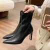 Fashion 2025 Spring Pointed Toe Women Modern Ankle Boots Fashion Soft Leather Short Booties Concise High Heels Shoes
