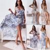 Women Summer Floral Printed Spaghetti Strap Sleevelss Casual Holiday Big Swing Dress