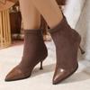 Sexy Pointed Toe Women Ankle Boots High Heels Shoes  Trend New Party Dress Elegant Stilettos Gladiator Suede Botas Mujer