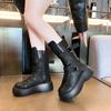 Fashion 2024 Hot Sale Women's Shoes Side Zipper Women's Boots Fashion Belt Buckle Modern Boots Women New Cross Lacing Mid-Calf Boots