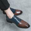 Fashion Business Classic Evening Dress Shoes Men's Black White Derby Leather Shoes Brogue Lace-up Casual Wedding Shoes Formal Male Shoes