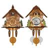 New Clock Wall Wooden Wood Pendulum Vintage Clocks Cuckoo Kids Bird Hanging Retro 3D Chiming Decor Forest Silent Decorative Room