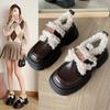 Fashion 2024 Autumn/Winter New Lamb Plush Thick Sole Thick Heel Women's English Style Plush Small Leather Shoes Single Shoes