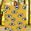 Evil Eye Blanket Turkish Nazar Spiritual Art Blanket Vintage Mid Century Flannel Blanket Sofa Chair Throw Blanket Travel Blanket