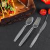 400 Pcs Plastic Silverware Heavy Duty Clear Forks Spoons And Knives Set BPA Free Heat Resistance Plastic Cutlery Disposable Sil