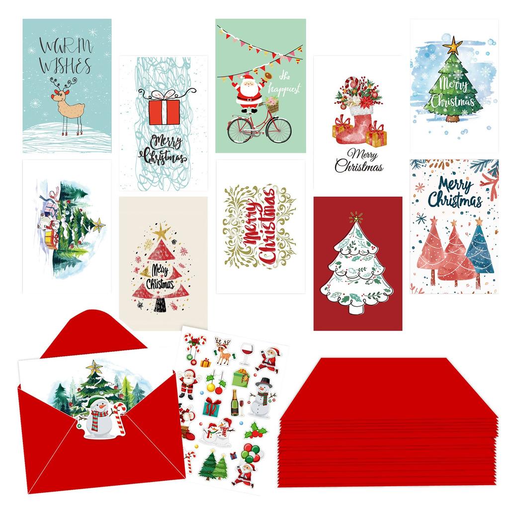 Christmas Card Set,  Style Folded Envelope, Holiday DIY Handwritten Blessing Christmas Card