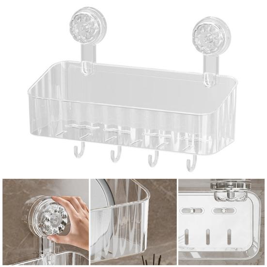 Yousheng No-Drilling Corner Shower Caddy Suction Cup Holder with Hook Strong Load-bearing Easy To Install Removable Basket Storage Shelf