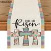2024 Easter Rabbit Table Runner Linen Bunny Dining Table Cloth Placemat Spring Holiday Happy Easter Decoration For Home Kitchen