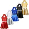 Kids Girls Dance Wear Shiny Sequin Crop Top with Shiny Ruffled Skirt Set Stage Performance