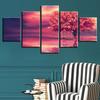 Modular Canvas HD Prints Posters Home Decor Wall Art Pictures 5 Pieces Red Clou & Tree Art Scenery Landscape Paintings No Frame