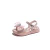 Girls Rhinestone Mesh Bow Simple Korean Children's Sandals New Summer 2024 Solid Color Versatile Kids Performance Shoes Fashion